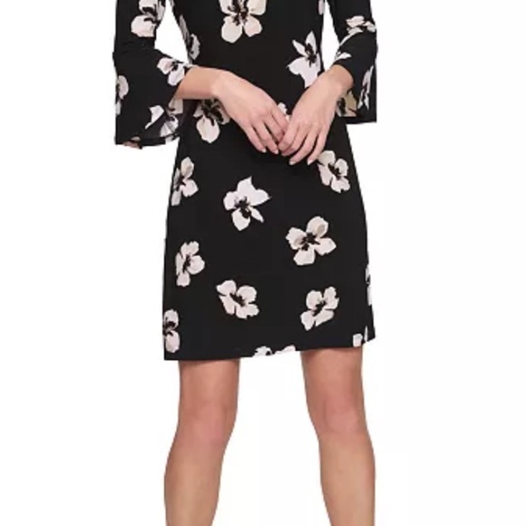 Tommy Hilfiger Floral Print Bell Sleeve Mini Dress Size 8 - Picture 3 of 8